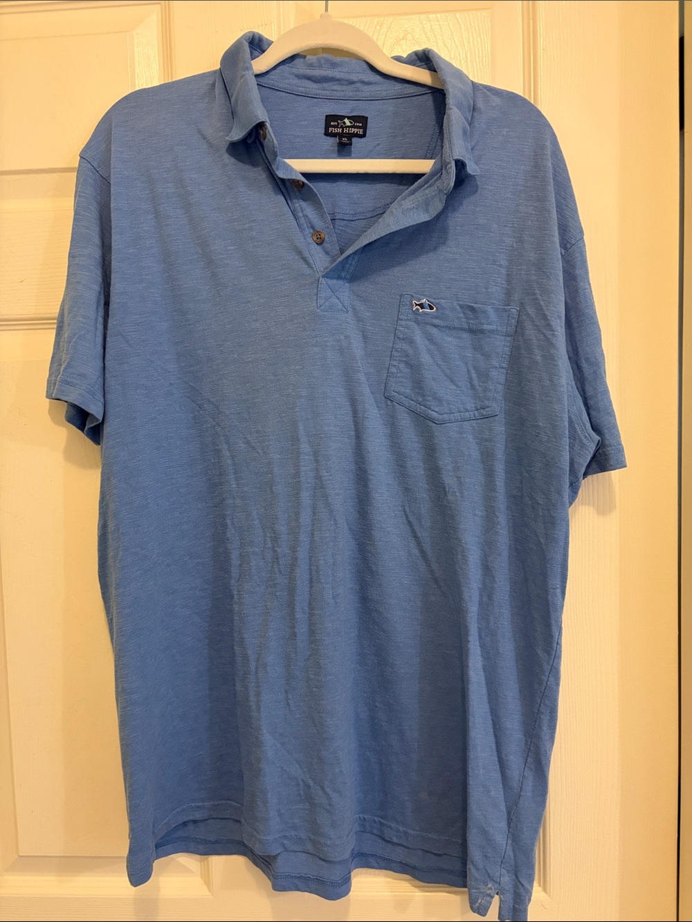 Fish Hippie Sky Blue Short Sleeve Pocket Polo